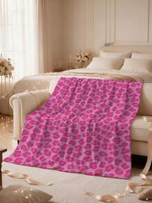 1pc 280gsm Pink Leopard Print Flannel Blanket, Vibrant Rose Pink Leopard Pattern, Soft Fluffy Skin-Friendly, Lightweight And Warm, Suitable For All Seasons. Perfect For Sofa, Bed, Office Nap - Multicolor - View 2