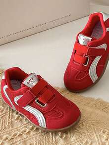 Children's Red Hook & Loop Training Sneakers, Retro Red Casual Sports Shoes, Toddler Non-Slip Soft Sole Breathable Comfortable Training Shoes - Red - View 6