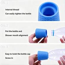 1pc Portable Outdoor Shower, Portable Shower Head, Portable Outdoor Shower Bottle Attachment, Suitable For Most Plastic Water Bottles - Blue - View 7