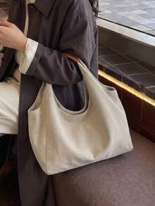 女款大容量帆布 Hobo 包，休閒軟質托特手提包，頂部手柄單肩包，適合日常工作與旅行 - 綠色 - 查看 6