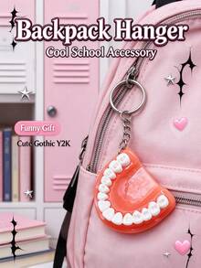 Realistic Tooth Shaped Pendant Keychain, Casual Car Accessory, Bag Charm, Backpack Pendant, Suitable For School, Cute Gothic Y2K Style (Adult Bag Charm) - Multicolor - View 1