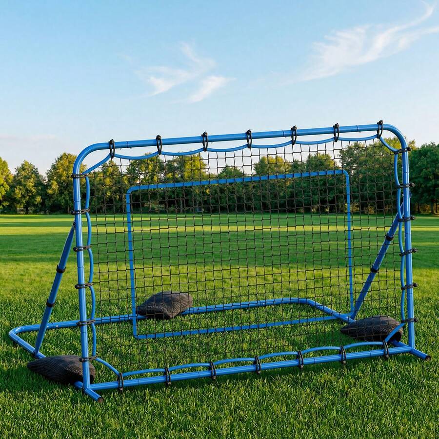 Red de Rebote para Fútbol 1780 x 1170 mm, Rebotador de Fútbol con Ángulo de Cambio Rápido para Control, Estructura de Hierro y Red de PE, Práctica de Pases, para Adolescentes y Adultos, Azul - A - Ver 1