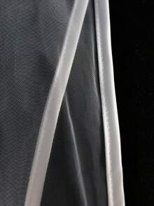 1 Pc Two Tier Satin Ribbon Edge Bridal Veil, Long Cathedral Blusher Veil, Wedding Bridal Photoshoot Headpiece - White - View 3