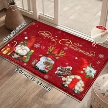 1pc Kitchen Mat, Soft Faux Cashmere Material Floor Mat, Christmas Pattern Kitchen Rug, Bathroom Door Non-Slip Mat, Entrance Door Decorative Mat, Bedroom Door Non-Slip Mat, Suitable For Multiple Scenes Non-Slip Mat, Room Decoration, Holiday Gift - Multicolor - View 11