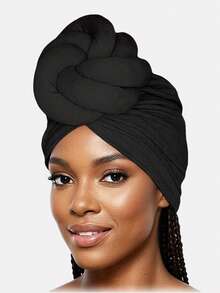 2pcs Women's Printed Turban Hat Twist Cap Style Headscarf Suitable For Daily Use - Blue-green Mimosa / Red Floral On Navy Blue - View 9