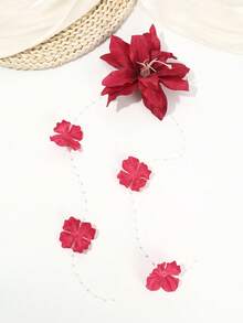 1pc Fashion Bohemian Cattleya Artificial Flower Hair Clip With Tassel, Women's Hair Accessory For Travel, Party, Gift For Friends - Multicolor - View 6
