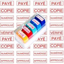 5pcs French Office Stamp Set/+3pcs Refill Bottles, Used For Office Approved Paid Copies, Business Accounting Financial Stamps Pre-Inked Rubber Stamps - Red Ink - With Tray - 5 French Financial Items - View 9