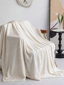 1pc Solid Color Matte Microfibre Wellsoft Throw Blanket Soft Plush Warm Thick Cosy Suitable For Bedroom Living Room Sofa Couch Bed All Seasons Home Decor Gift - Creamy White - View 5