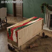 1 Set Bendera Meja, Bendera Meja Persegi Panjang dengan Huruf Natal dan Cetakan Bintang, Cocok untuk Dapur, Meja Makan Keluarga, Lemari TV, Dekorasi Liburan dan Pesta Musim Dingin, - 5 - View 7