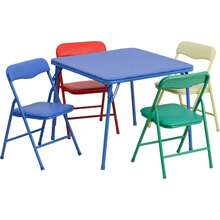 Mesa Plegable para Niños, Mesa Infantil, Mesita para Niños, Escritorio Infantil, Mesa y Sillas para Niños, Mesa Infantil con Sillas, Mesa para Niños con Sillas, Mesa con Sillas para Niños, Mesa Niños con Sillas, Furniture, Set de Mesa Infantil Plegable y 4 Sillas Infantiles Plegables, Conjunto Multicolor para Guar - Azul - Ver 10