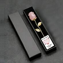 1PC/2PCS Natural Rose Quartz Rose Flower, Hand Carved Natural Crystal Rose Decorations, Perfect For Valentine's Day, Weddings, Anniversaries - With Ex - Rose Quartz Flower Gift Set - View 11