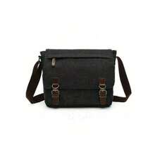 MENS MILITARY INSPIRED CANVAS LEATHER CROSSBODY BAG, VINTAGE SATCHEL SHOULDER MESSENGER FOR UNI TRAVEL CASUAL DAILY USE, HANDS-FREE ORGANISER - Khaki - View 5