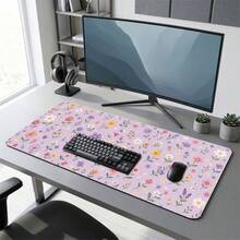 Purple Floral Extra Long Mouse Pad, Gaming Office Home Art Design, Gift For Friends And Family, Rubber Base, PC Laptop Study Desk Mat, Multiple Sizes, Computer Keyboard Pad, Non-Slip Durable Smooth Surface - A - View 2