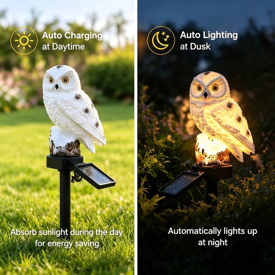 Solar Powered LED Owl Shaped Outdoor Ground Light (1pc) | Outdoor Decoration & Atmosphere Light - Suitable For Garden, Lawn And Patio; Creates A Cozy Atmosphere, Perfect For Halloween And Christmas Decoration - Owl Lamp - View 1