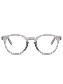1PC Men's Classic Round Solid Color Casual Premium Artistic Daily Fashion Versatile Plug-In Plain Lens Glasses, Suitable For Work, Street Photography, Dating, Back To School, Etc. - Light Grey - View 3