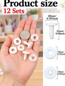 White Plastic Joint Set For Dolls, 12 Sets Of Multiple Sizes, Suitable For Making Bear Doll Limbs And Head Accessories - Multicolor - View 6