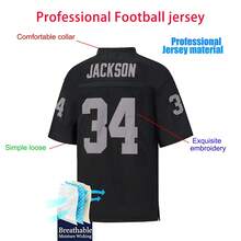 Men's #34 Bo Jackson Los Angeles Embroidered American Football Jersey, Vintage Retro Commemorative Football Team Uniform, Fan Gift - Black - View 4