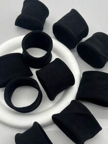 1/5/10/20pcs High Elasticity Extra Wide Seamless Hair Bands - Non-Damaging Hair Ties Perfect For Women's High Ponytails - Black - View 5