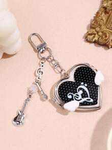 Harajuku Creative Gothic Y2K Black & White Polka Dot Microphone Guitar Wings Heart Mirror Music Note Pendant Keychain Phone Lanyard - Multicolor - View 9