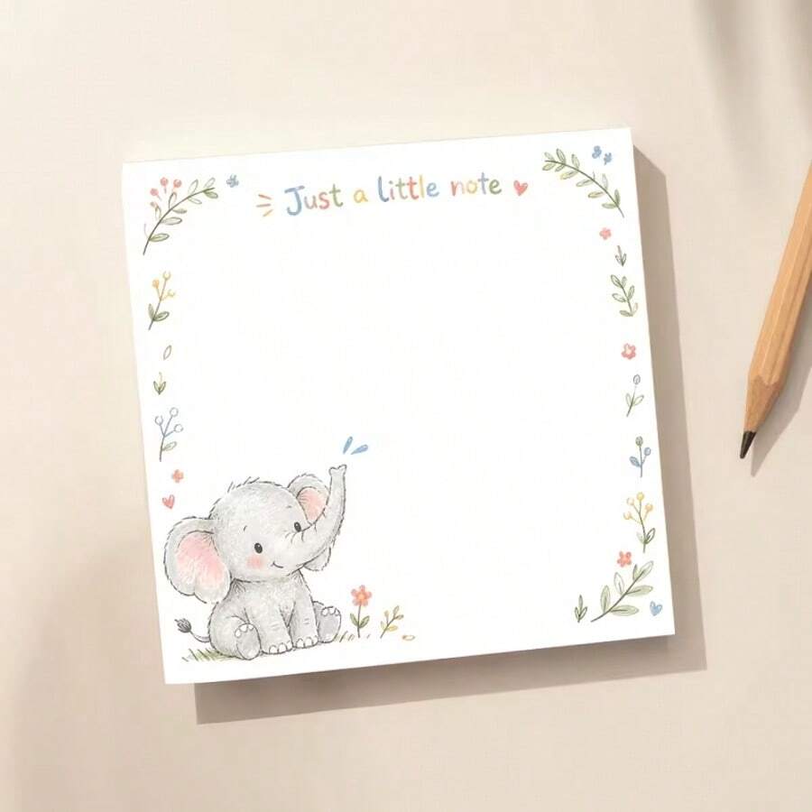 1/2 Paket Buku Memo Gajah Lucu - Desain Bingkai Hewan dan Bunga Cat Air, Buku Tulis Estetis, Cocok untuk Catatan, Daftar Tugas, Buku Harian, Sekolah, Kantor, dan Perencanaan Harian, Hadiah Alat Tulis Serbaguna - G - View 1