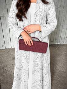 Hafizah Modest Textured Jacquard Long Sleeve Jacket For Women, Summer Spring White Fall - White - View 2