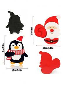 50pcs Christmas Penguin & Santa Claus Cartoon Decorative Cards, Lollipop Candy Gift Decoration Cards - Multicolor - View 2