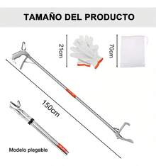 Pinzas Herpetológicas Para Vivoras Serpientes Plegable - Negro - Ver 2