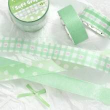 3pcs Soft Candy Diary Pearlescent Washi Tape Set, Macaron Gradient Plaid Polka Dot Basic Style Scrapbook Collage Background Decorative Stickers DIY Border Material Stickers - Multicolor - View 9