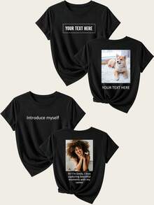 Two-Sided Custom Photo Tee, Birthday Gift,Y2K 90s Retro Rap Shirt, Personalized Crop Top, Add Photo & Text, Festival Fan Apparel, OOTD - Black - View 4
