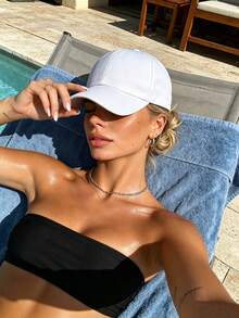 1pc Pure Cotton Black Baseball Cap, Sun Protection Solid Color Adjustable Hat, Unisex, Casual Summer Style - One Size - View 1