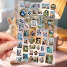 1pc Oil Painting Sticker Decor For Planner, Phone Case, Notebook, Diary, Tablet, Scrapbook, Planner, Luggage, Guitar, Skateboard, Violin - Oil Painting - View 6