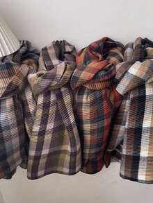 1PC Men's Fashion Linen Plaid Crinkled Scarf, Versatile Neck Warmer Suitable For Daily Casual Wear - Multicolor - View 1
