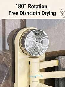 1PC No-Drill Suction Cup Rotating Towel Rack, Damage Free Wall Mount Hook, Kitchen Bathroom Multi-Hook Storage Organizer, Strong Load Bearing, Easy Install & Remove, No Glue Residue, For Towels Rags Bath Sponges Cleaning Brushes, Renters Home Storag - Multicolor - View 6