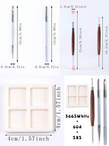 SWEET TREND 4-Piece Nail Tool Set, Equipped With Nail Painting, Wire Drawing, Carving, Adhesive Design Nail Brushes, And A Four Grid Color Storage Tray, Suitable For Nail DIY Salon Design And Daily Nail Care Tool Set - Multicolor - View 3