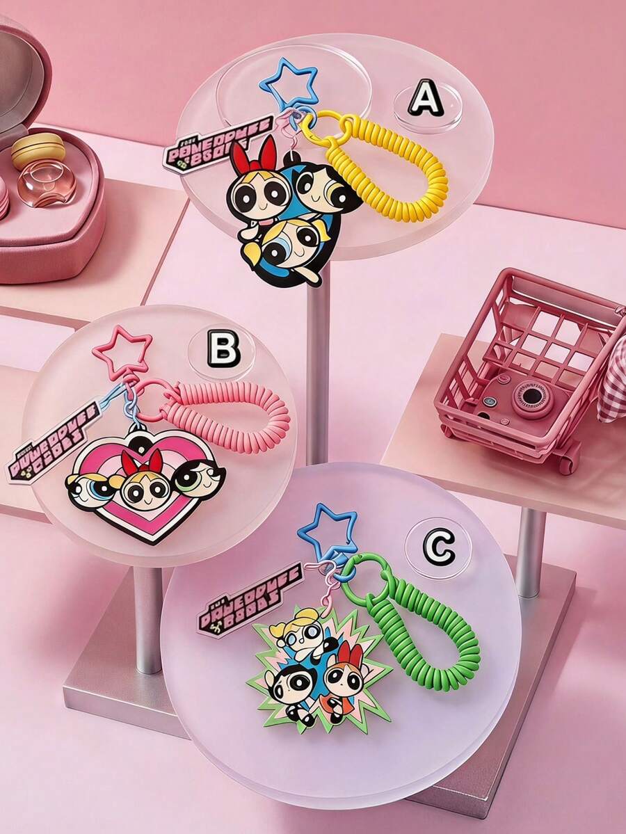 THE POWERPUFF GIRLS X POKOJA LAND Keychain, Bag Decoration, Bag Hanger Chain - Multicolor - View 1