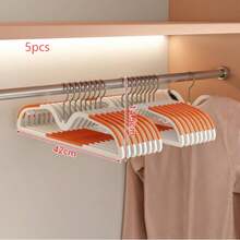 10pcs/5pcs Home Short Neck Hangers, Space-Saving, Non-Slip, No Mark, Reduced Neck, For Skirts, T-Shirts, Shirts, Coats, Pants, New Design, Short Style, Anti-Shoulder Angle, Suitable For Suits, Dresses And More - Multicolor - View 11