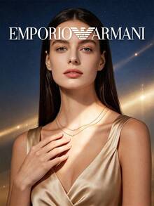 Armani Women's Double Layer Necklace, Rose Gold Chain, Rhinestone Crescent Moon & Octagon Star Pendant, Sky Element, Delicate & Elegant, Mysterious Night Gift - Rose Gold - View 4