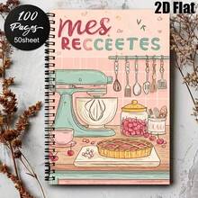 1pc Blank Recipe Notepad With Spiral Binding - Retro Watercolor Cover And Horizontal Recipe Lines - Portable Cookbook Suitable For Cooking, Meal Planning, Gift For Chefs And Food Writers - One Book (50 Pages, 100 Pages) - View 9