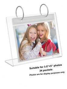 Acrylic Desktop Photo Album, Mini Photo Album, Transparent Standing Flip Photo Album, Desktop Photo Storage Rack, Nail Sticker Storage Rack, Can Hold 2*3'', 4*6'', 5x7'' Photos, Stamp Album, Recipe Cards, Cards & Collectible Stamps, Suitable For Desktop Display, Living Room And Bedroom - Multicolor - View 12