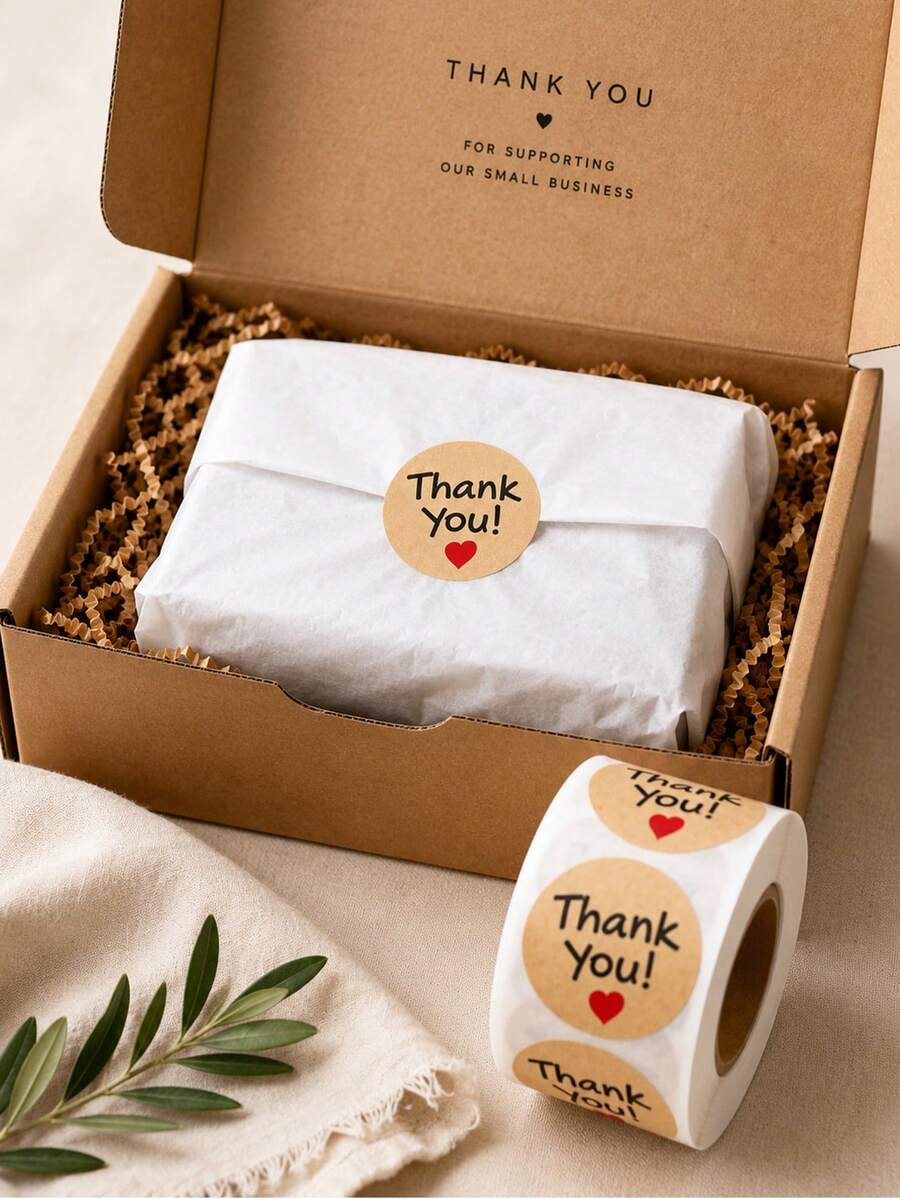 Gift Box Sealing Stickers, Packaging Bag Stickers, Heart Stickers, Thank You Sticky Notes, Sealing Stickers, Label Paper, Decorative Stickers For Plastic Bags And Paper Boxes, Gifts, Party Supplies - View 1