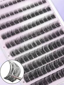 120pcs Self-Adhesive False Eyelash Clusters, No Glue Needed, Fluffy Single Cluster False Eyelashes, Natural Makeup Effect, Quick Application, Suitable For Beginners, Applicable For All Occasions, Eyelashes, False Eyelashes, Glue-Free Eyelashes - D - View 5