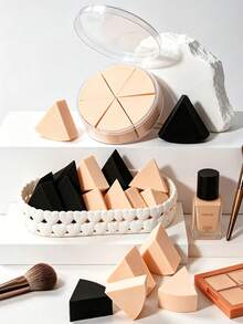 Triangular Wedge Makeup Sponge Puff, 2-In-1 Skin & Sponge Surface Makeup Puff Set With Storage Box, Soft Sponge Suitable For Foundation & Concealer, Women's Makeup Tool - Multicolor - View 3