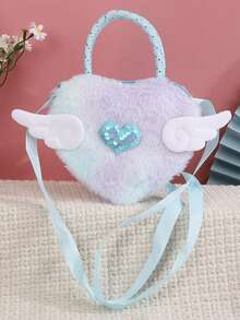 1pc Cute, Colorful, Heart-Patterned Plush Unicorn Crossbody Bag-A Creative New Cartoon-Style Bag, Perfect As A Gift For Children. - Multicolor - View 7