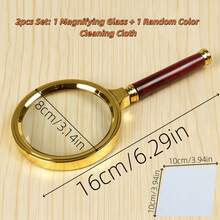2pcs Set (1pc Extra Large Upgraded 80x Magnifying Glass And 1pc Random Color Cleaning Cloth) Large Handheld Metal Magnifier, Ergonomic Handle, Portable Multi-Function Magnifying Glass, Suitable For Viewing Jewelry - Multiple Styles - View 8