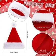 10pcs Bulk Adult Santa Hats, Red, Classic Christmas Hat, Soft Plush, Suitable For Adults, Perfect For Christmas Parties, Family Gatherings, Group Activities - Multicolor - View 5