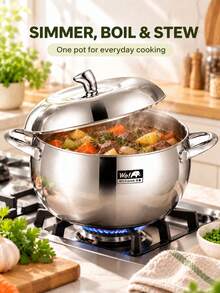 304 Stainless Steel 3-Ply Composite 20cm Apple Stew Pot, Multi-Functional For Heating Milk, Cooking Porridge, Soup, Frying, Christmas Home Kitchen Pot With Lid - View 1