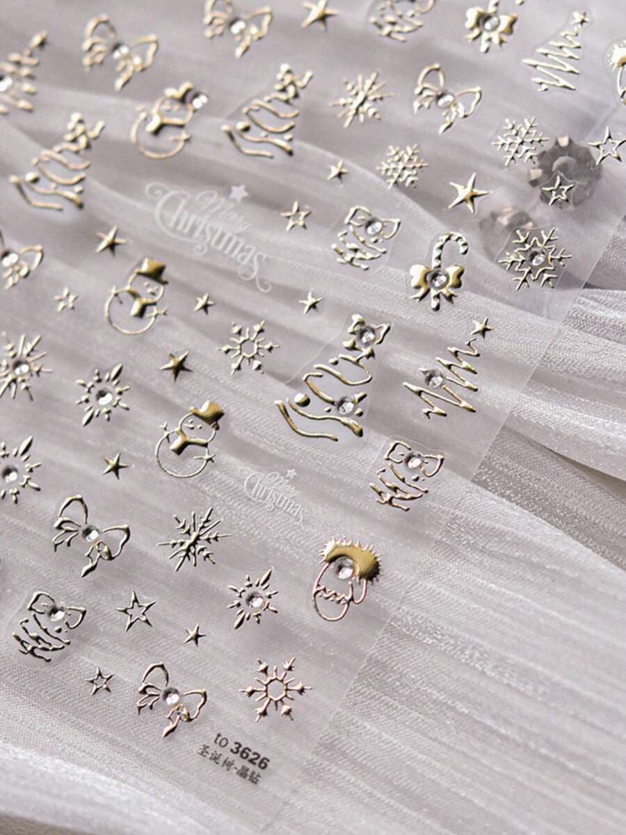 1pc Crystal Rhinestone Nail Art Sticker, Self-Adhesive Japanese Vintage Popular Nail Decor Sticker, Christmas Tree Nail Sticker Wholesale - Multicolor - View 1