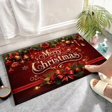 1pc Kitchen Mat, Soft Faux Cashmere Material Floor Mat, Christmas Pattern, Kitchen Anti-Slip Floor Mat, Bathroom Absorbent Floor Mat, Entryway Door Mat, Bedroom Door Mat, Suitable For Multiple Scenes Anti-Slip Floor Mat, Room Decor, Holiday Gift - Multicolor - View 7