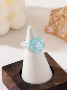1pc Women's Floral Elastic Ring, Fashion Personalized Starfish Design, Elastic Hand Accessory For Daily Wear - Flower - View 6