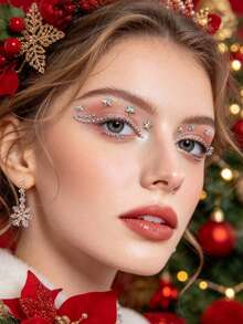 2pcs Butterfly & Star Face Rhinestone Stickers, Self-Adhesive Holographic Face Gem Stickers, Eyeliner Makeup Rhinestone Stickers For Music Festival, Christmas, Stage Makeup, Eye DIY - Multicolor - View 5